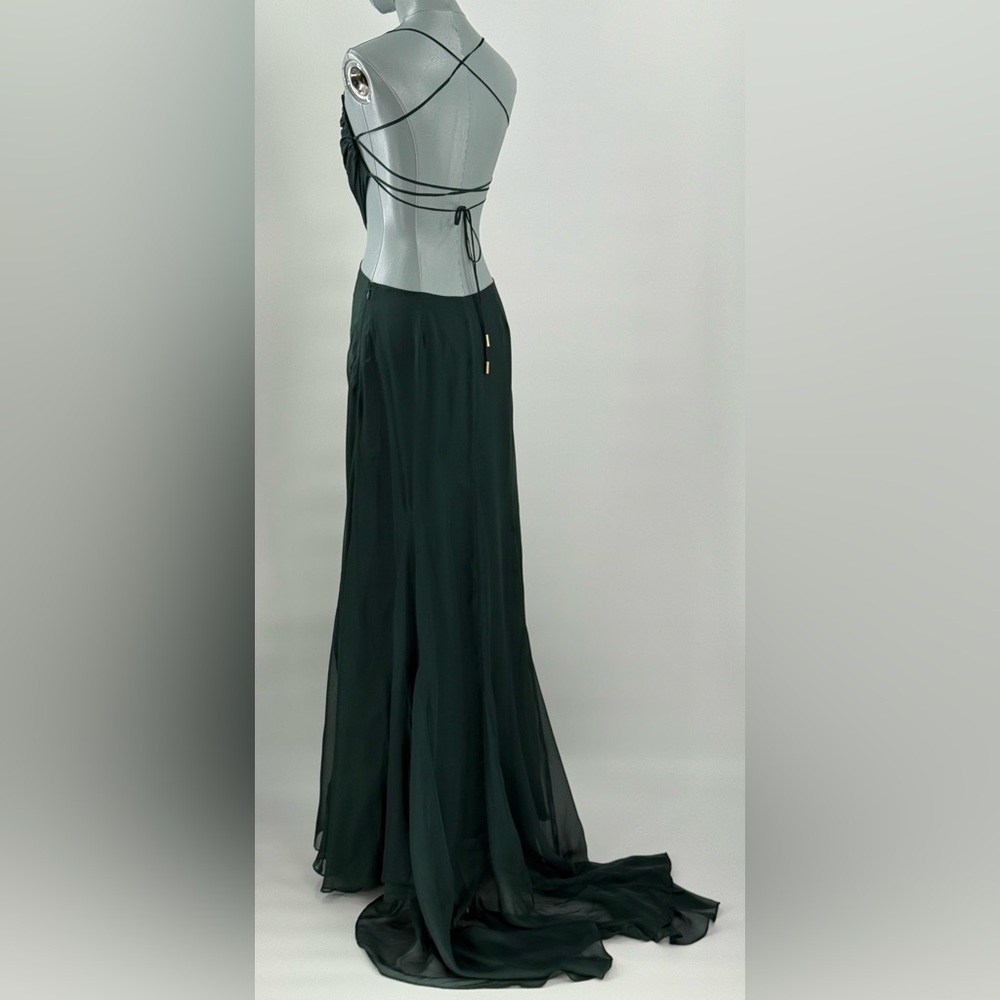 🆕 CULT GAIA 🧿 NWOT Aphea Silk Cut Out Backless Dress, Forest Green - Sz US 4 - Picture 9 of 16